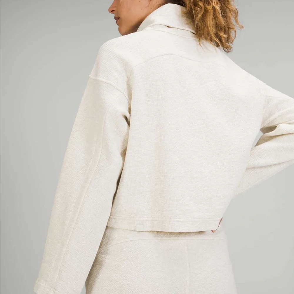 Lululemon Ribbed Funnel Neck Pullover Heathered‎ White Opal Size Xs/S